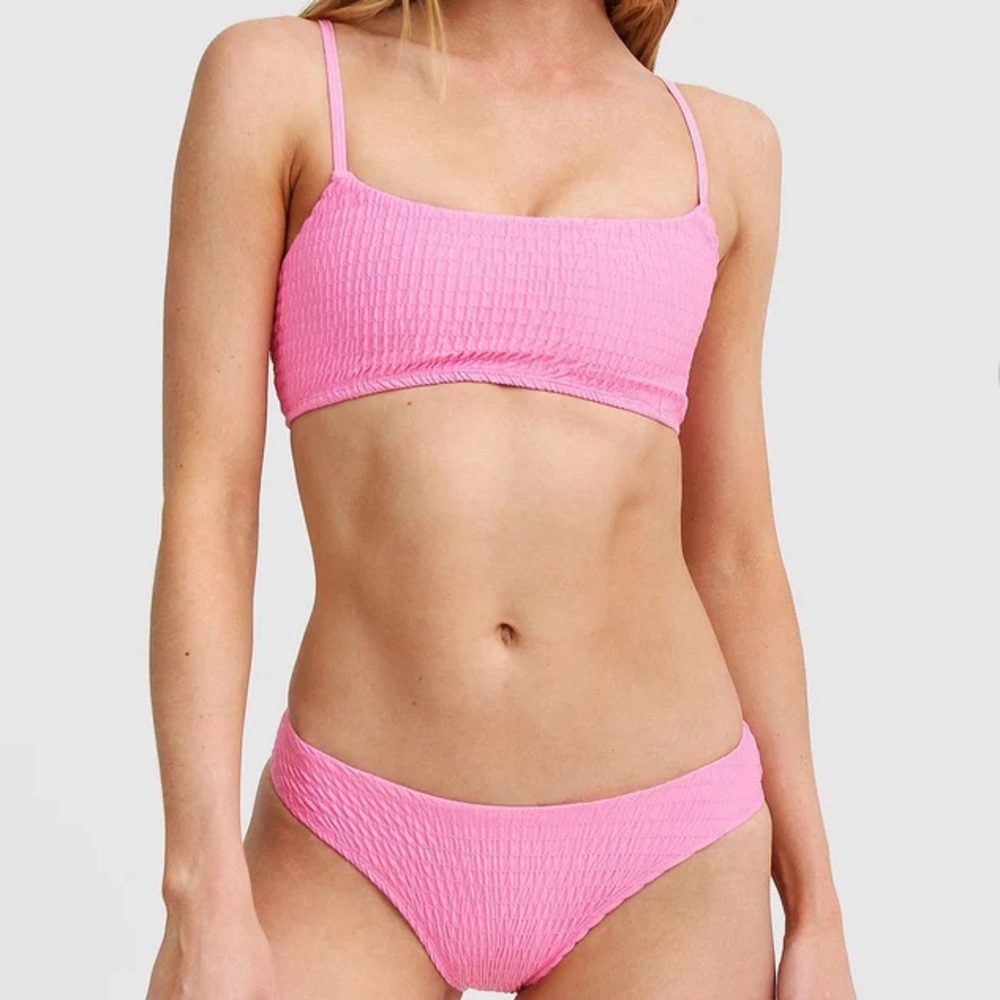 Neon Pink Smocked Bikini